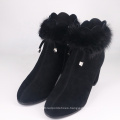 2019 Women's Real Fur Boots A001 Ladies Leather Winter Snow Ankle Fur Heel Women Boots Shoes